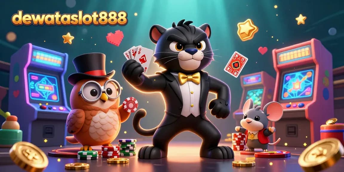 Top Up Game dengan dewataslot888 di tengah atmosfer kasino yang penuh warna dan detail menawan.
