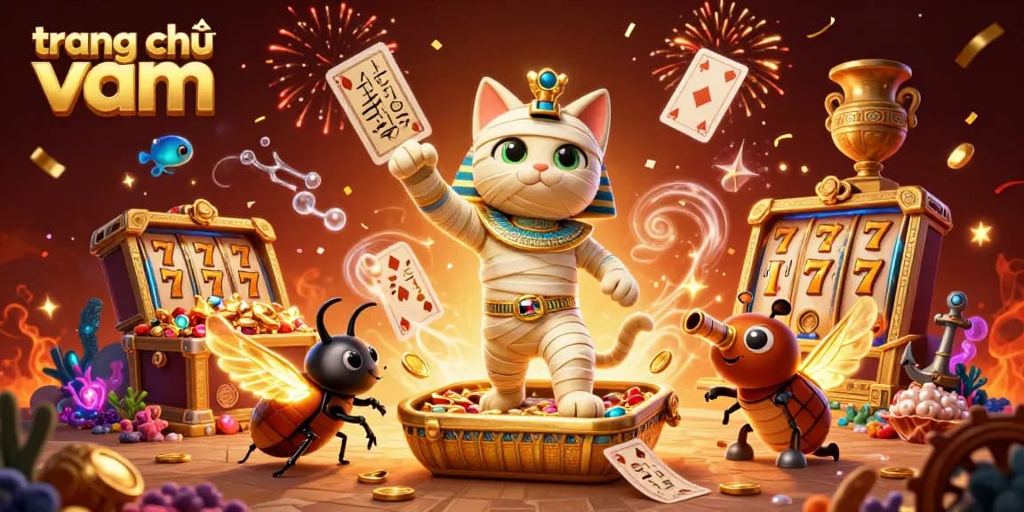 Win big on trang chủ vmax with 3D casino fun featuring a mummy cat, treasures, and vibrant games.