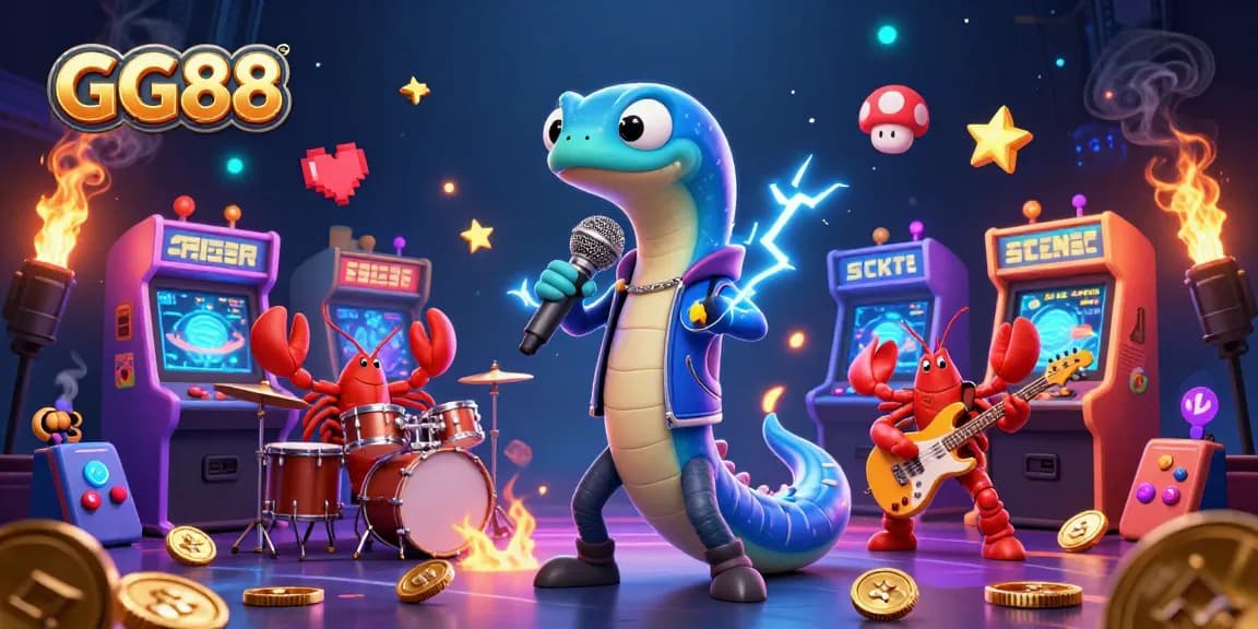 Experience thrilling undersea gaming with GG88's dynamic electric eel DJ and vibrant casino scene.