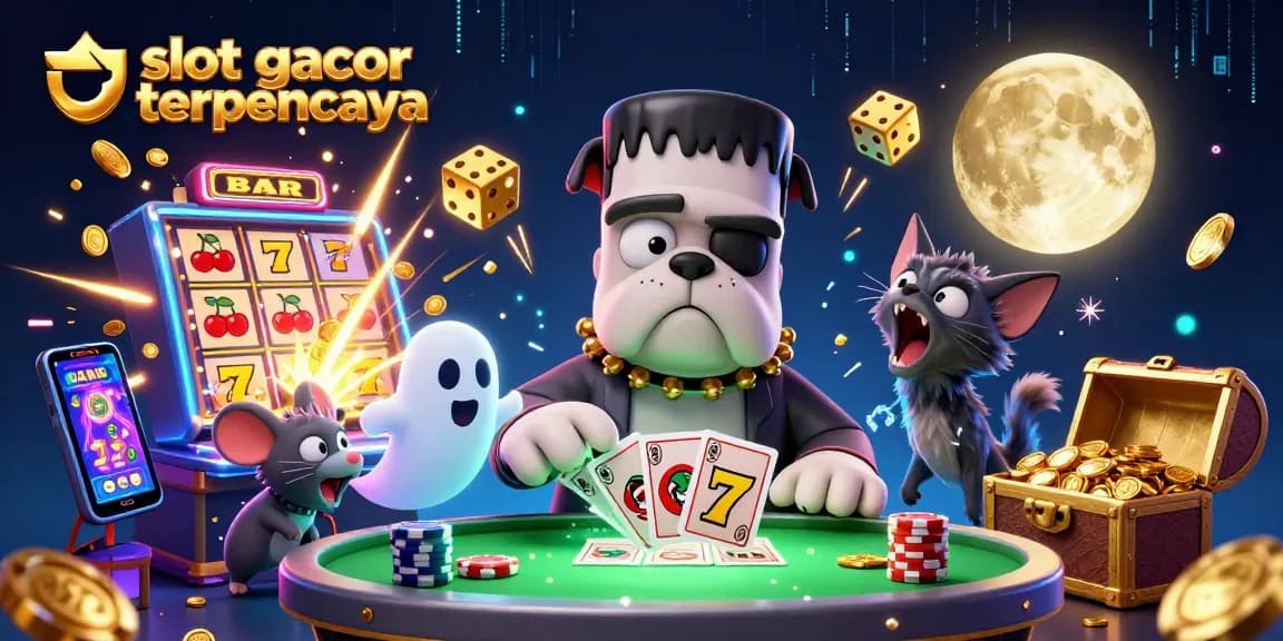 Slot gacor terpercaya dengan karakter unik di meja kasino, menebak kartu dan jackpot.