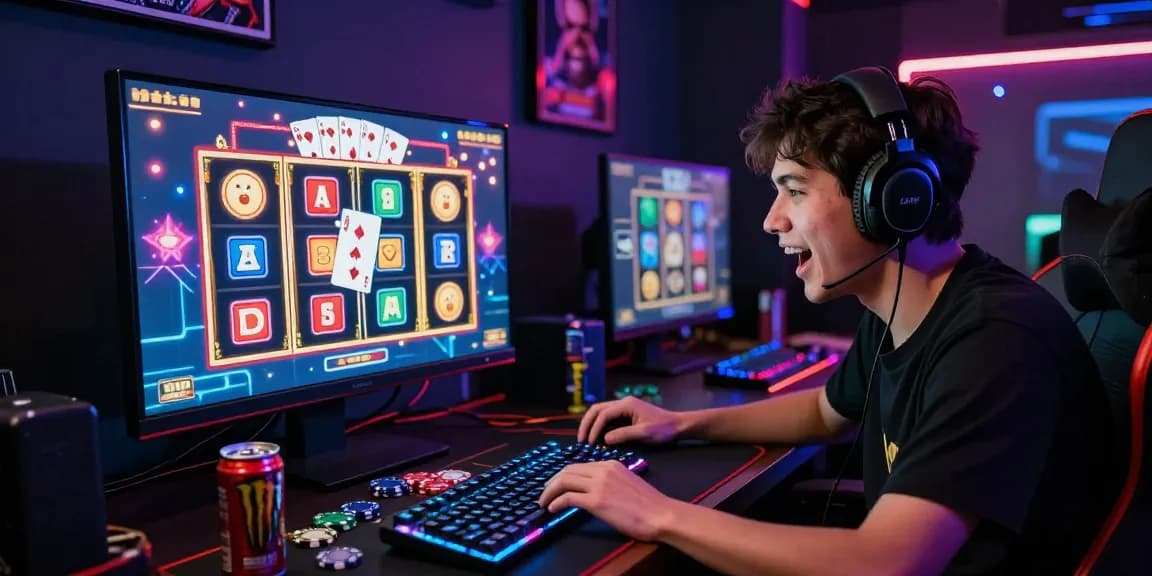 Engaged player enjoying slot poker game with vibrant animations and immersive atmosphere.