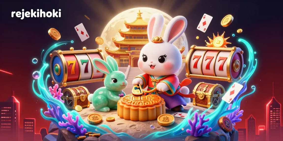 Experience rejekihoki with vibrant slot reels revealed by a moon rabbit on lunar casino.
