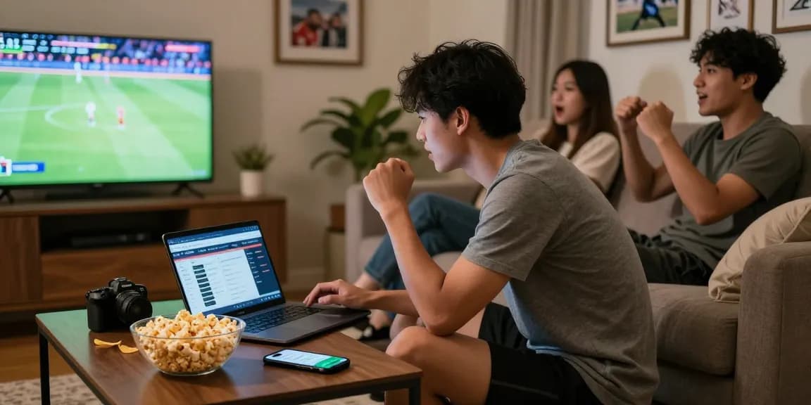 Engaging home betting scene with Fun88Thailand platform on laptop
