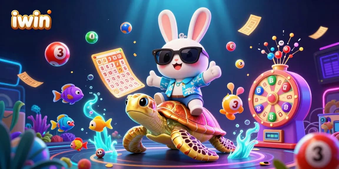 Engage with iwin's vibrant lottery games featuring numbered balls and prizes in a lively underwater scene.