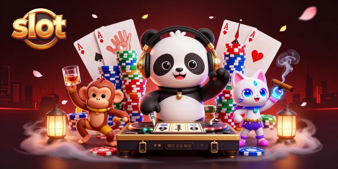 Menangkan slot dengan DJ panda, monyet breakdance, dan kucing glow-stick dalam suasana ceria.