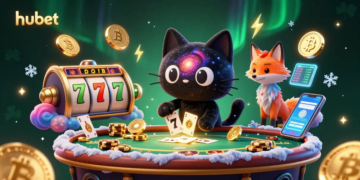 Experience thrilling fun at hubet’s cosmic casino with colorful characters and glowing crypto elements.