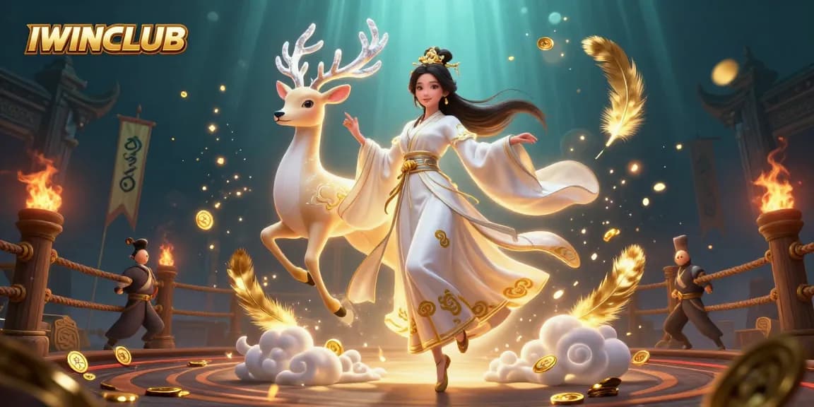 Experience thrilling gameplay at IWINCLUB with a stunning 3D illustration of vibrant casino elements.