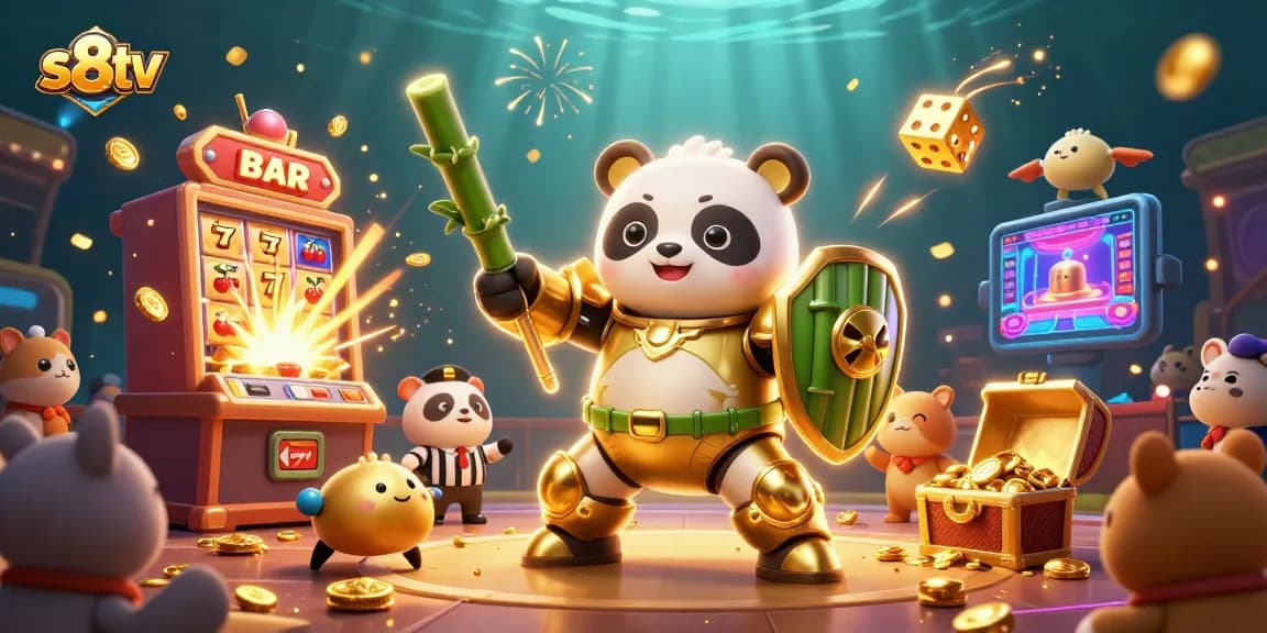 Experience thrilling wins with s8tv's dynamic casino gameplay, featuring 3D panda robots and colorful jackpots.
