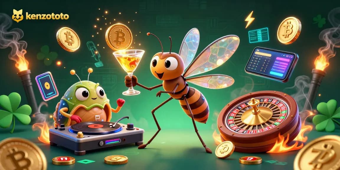 Experience KENZOTOTO's thrilling casino world with a vibrant 3D illustration featuring exciting gaming elements.