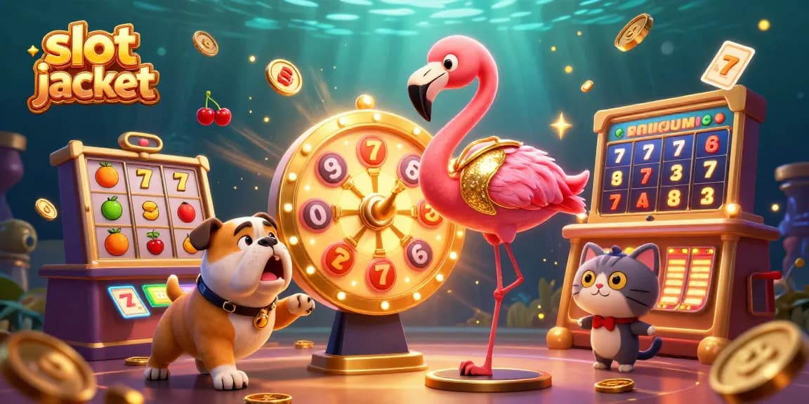 Menangkan slot jackpot di arena permainan dengan flamingo host dan bulldog kontestan yang bersemangat.