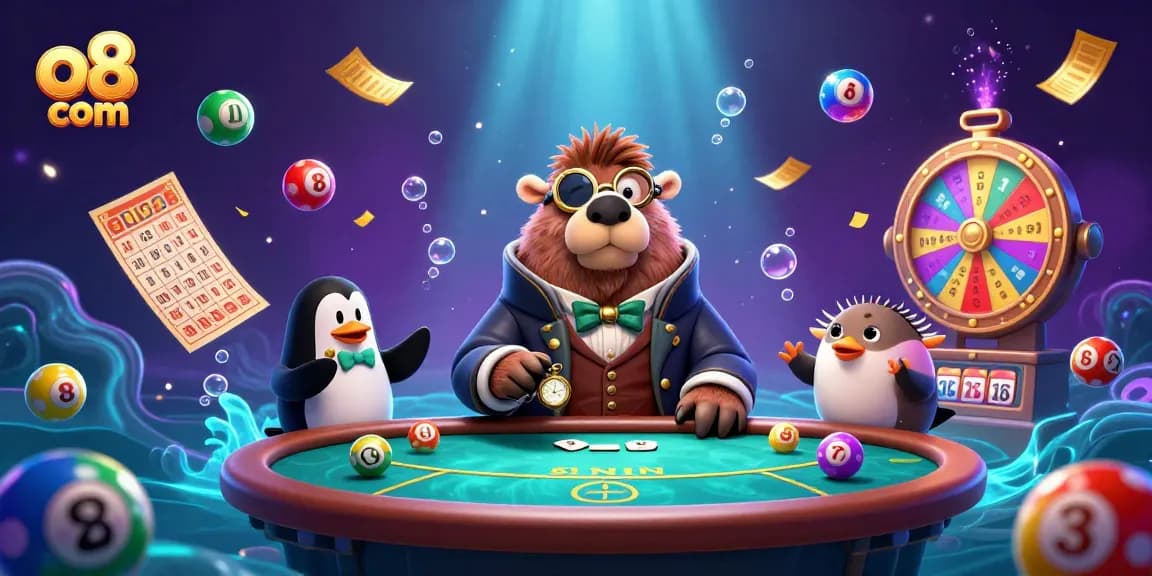 Experience thrilling gameplay at o8 com with the walrus, penguin dealer, and pufferfish in a vibrant underwater casino scene.