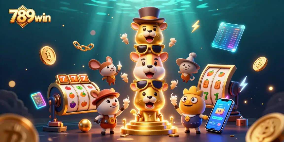 Engage with 789win's vibrant casino experience represented by a golden totem pole and slot elements.