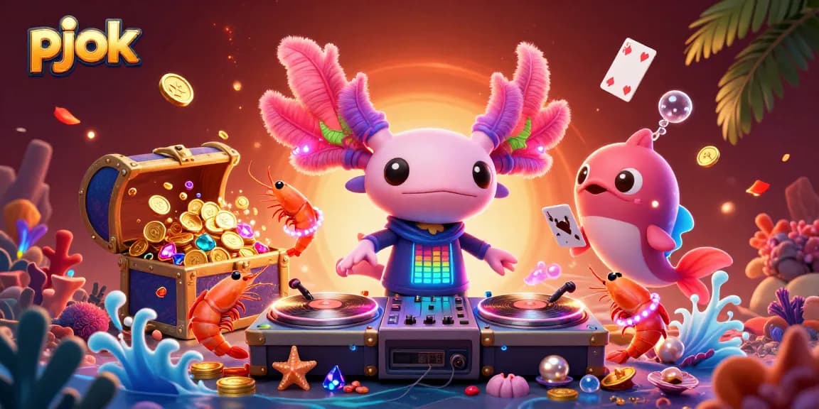 Experience thrilling gameplay with pjok's vibrant underwater casino scene packed with colorful characters and gaming elements.