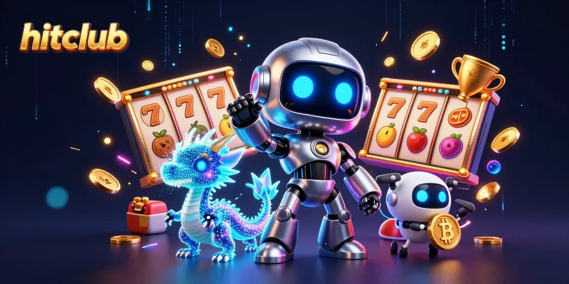 Experience thrilling gameplay at hitclub with a vibrant 3D casino scene featuring dynamic slot reels.