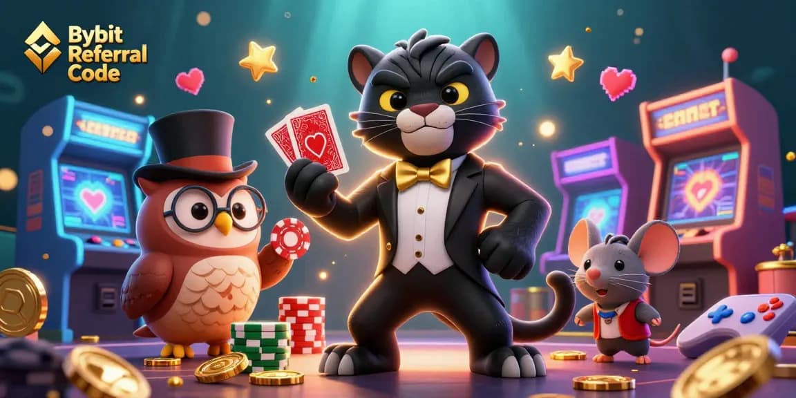 Unveil winning potential with the Bybit Referral Code in a vibrant casino-themed 3D scene.