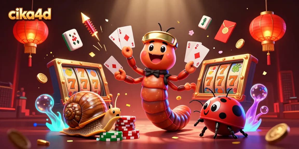 Experience dynamic gameplay with cika4d's vibrant casino scene featuring cartoon characters and slot elements.