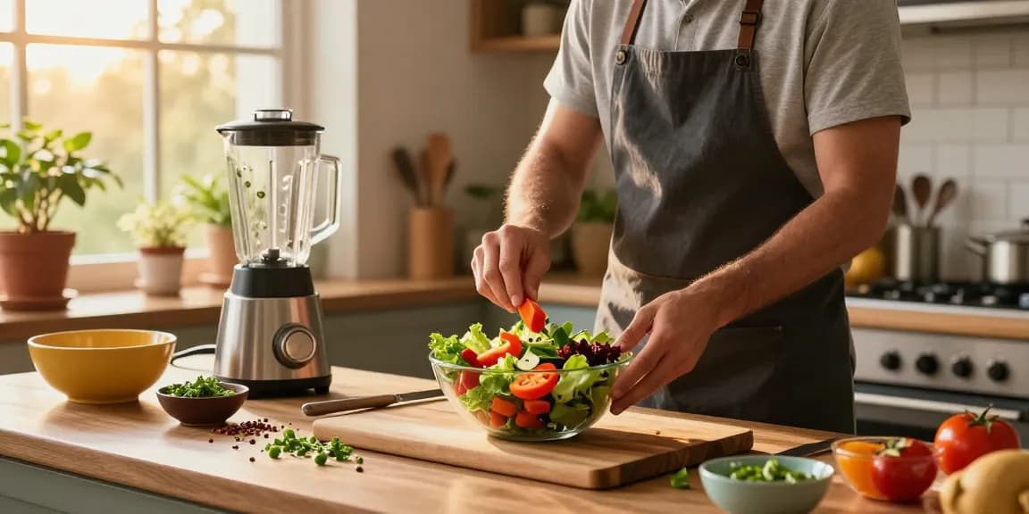 Healthy cooking scene with fresh ingredients, featuring สล็อต in vibrant meal preparation.
