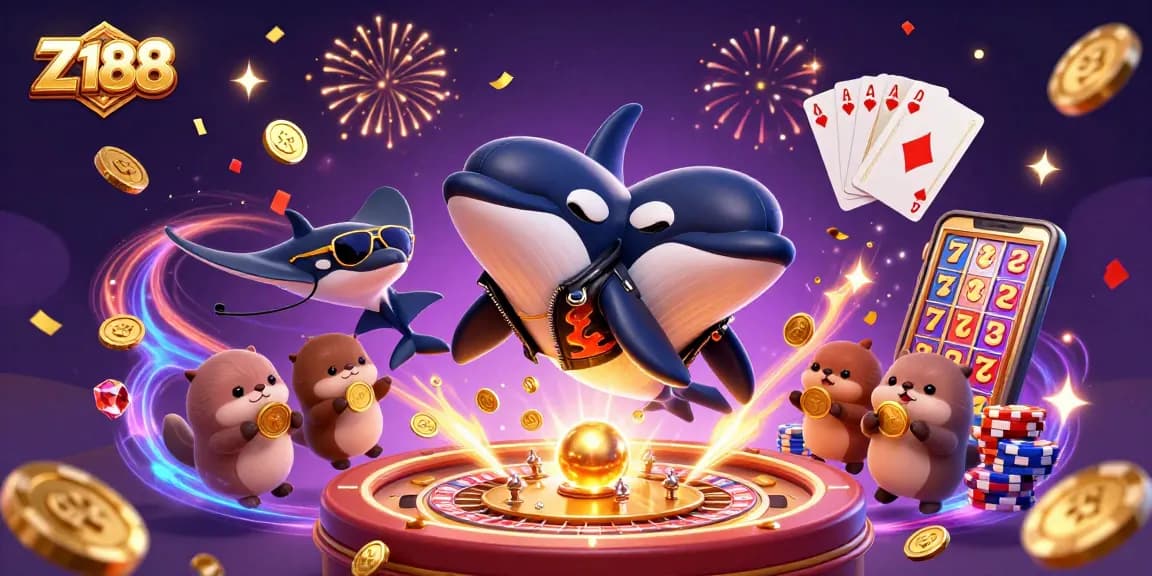 Z188 engages players with thrilling casino adventures featuring exciting whales and otters with golden coins.