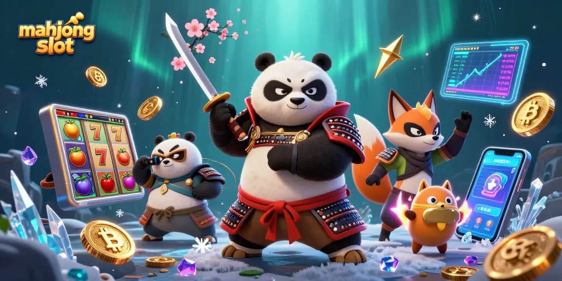 Spin and win with mahjong slot in a vibrant and dynamic 3D illustration featuring playful characters.