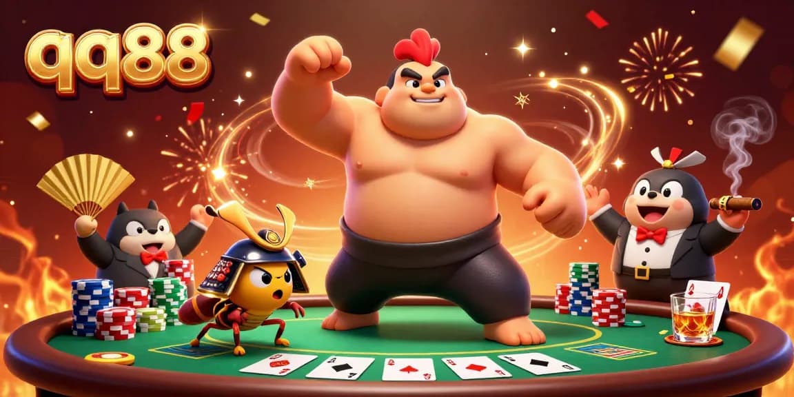 Experience thrilling action at qq88 with a dynamic poker scene featuring engaging characters and rich casino elements.