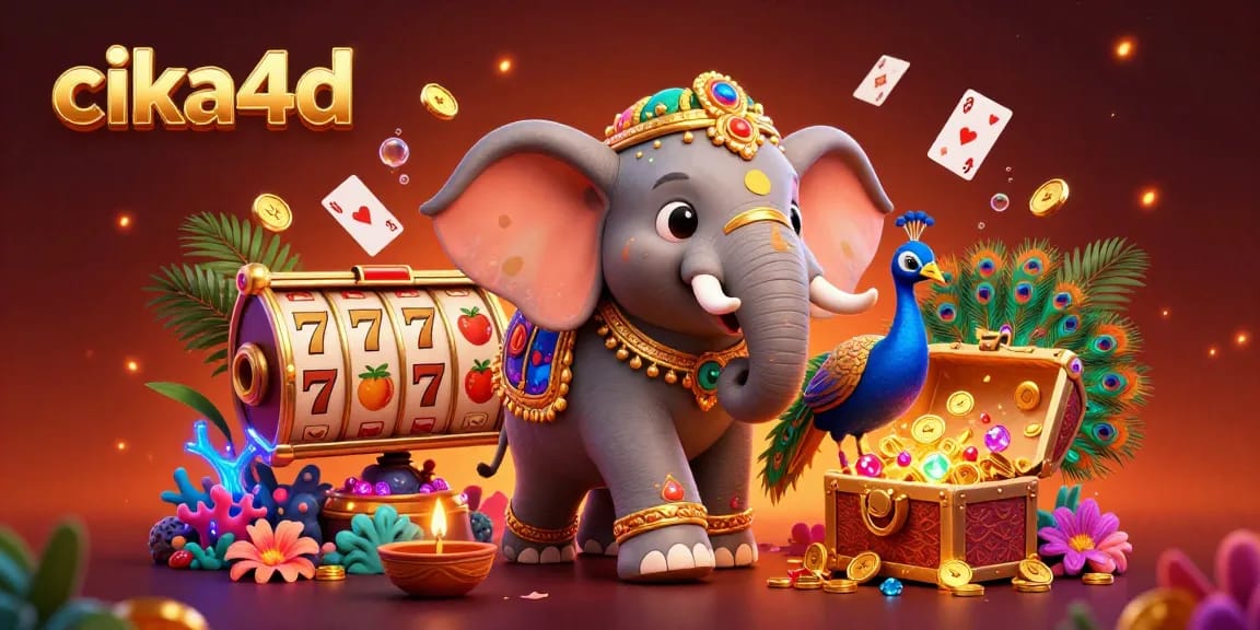 Spin the slots with vibrant characters celebrating cika4d's gaming excitement and winning potential.