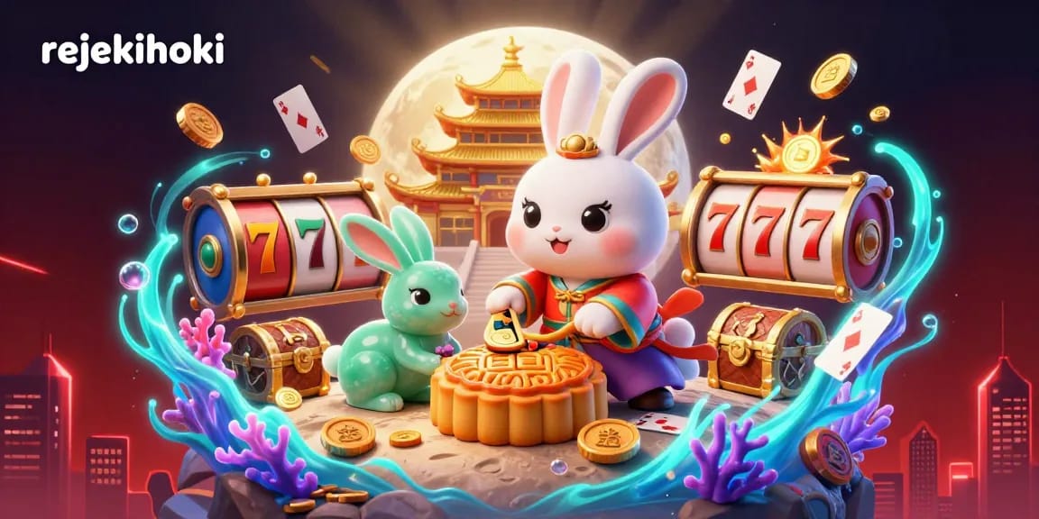 Experience rejekihoki with vibrant slot reels revealed by a moon rabbit on lunar casino.