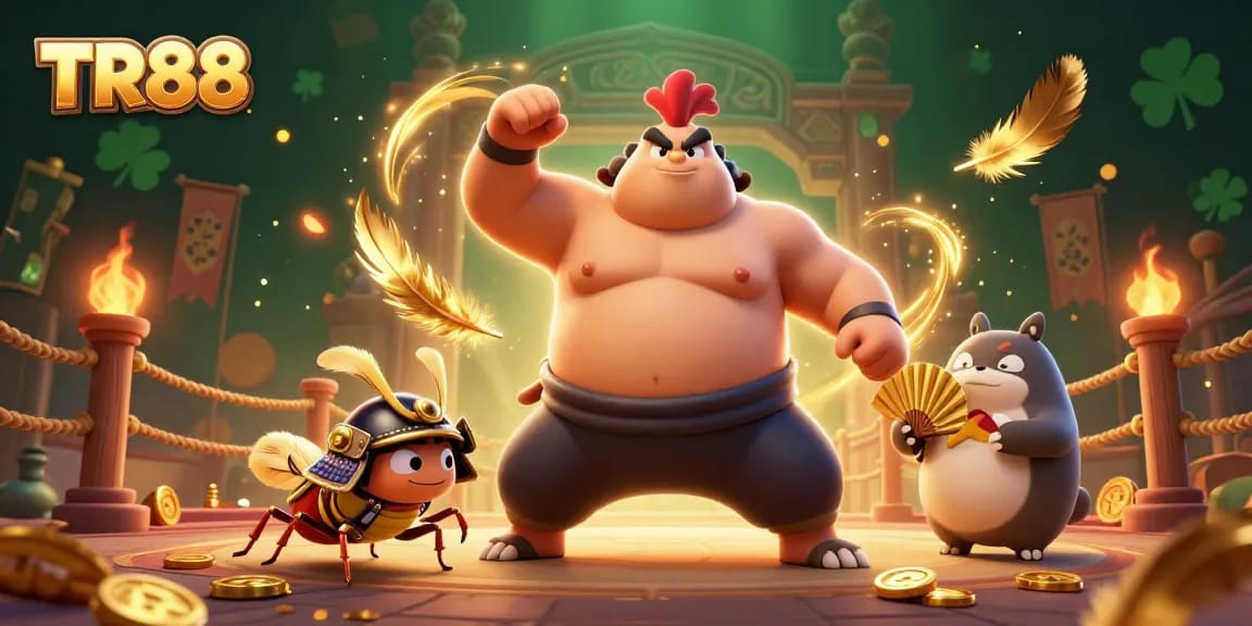 Experience TR88's electrifying casino atmosphere with powerful characters in a dynamic illustration.
