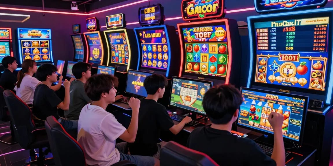 Pengalaman bermain slot gacor dengan pemain yang bahagia dan jackpot besar bersinar di layar.