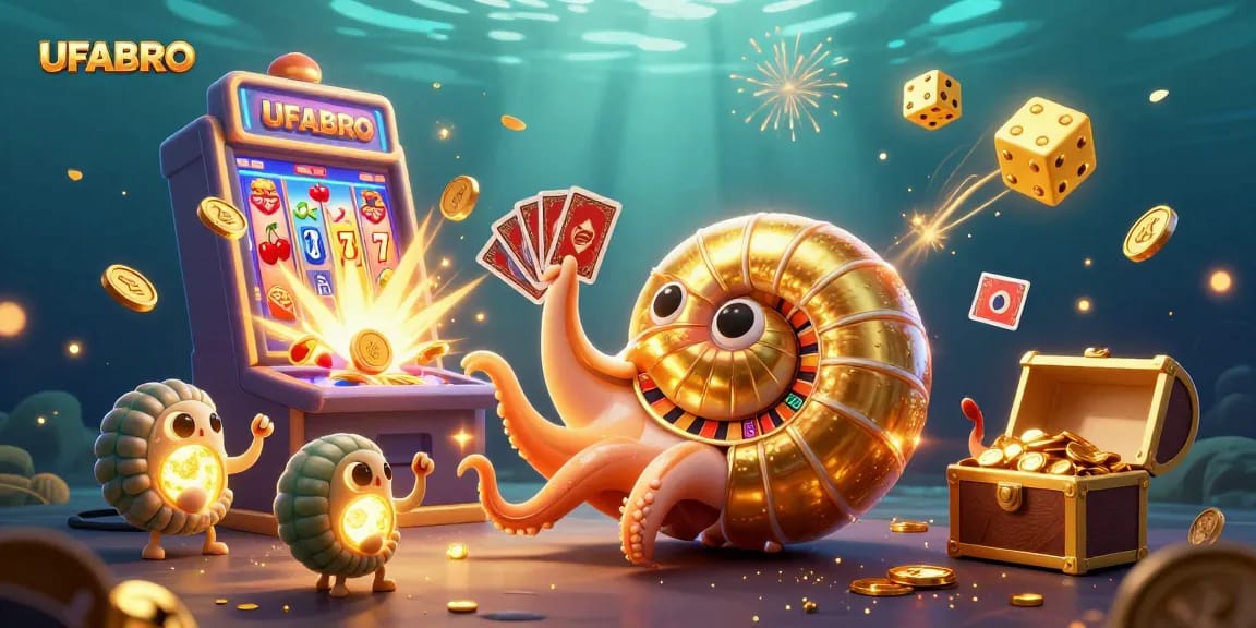 Experience thrilling gaming moments at UFABRO with dazzling slot machines and vibrant casino elements.
