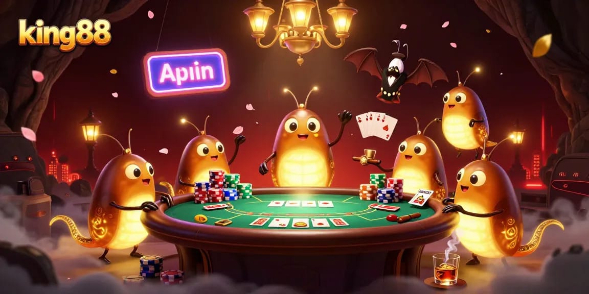 Experience thrilling poker action at king88 with illuminated glowworms lighting the casino
