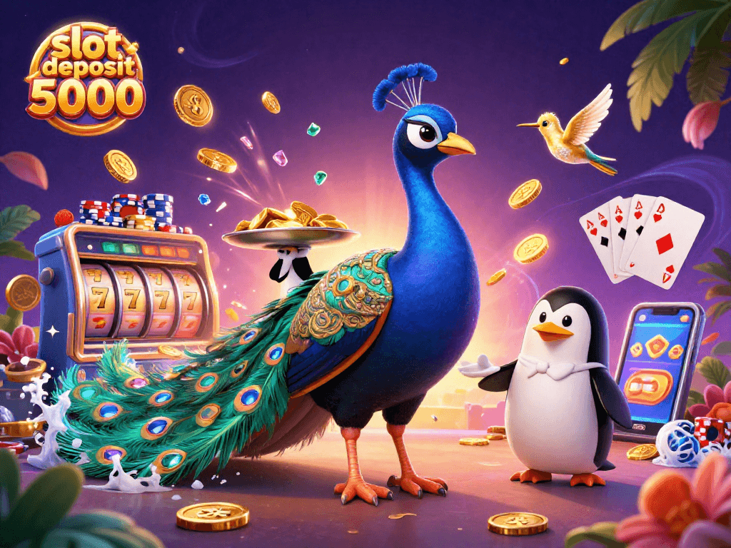 Slot deposit 5000 menawarkan peluang menang besar dengan tampilan menarik dari ilustrasi kasino.