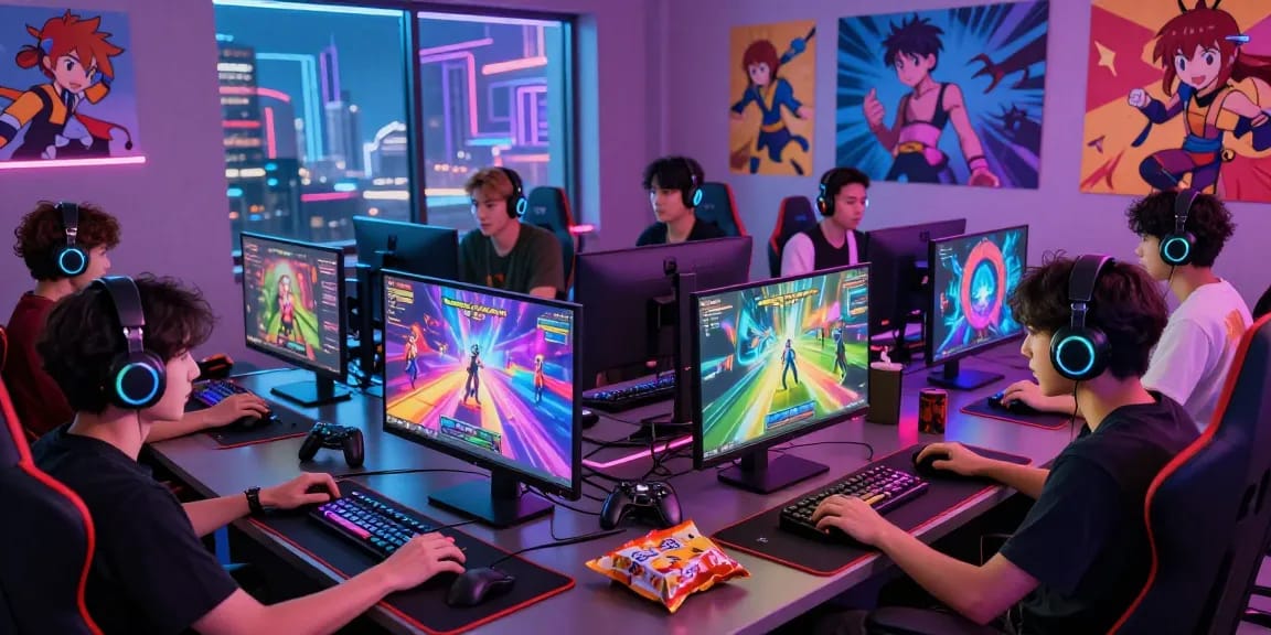 Engaging players immersed in 3D hentai game graphics in a modern gaming setup.