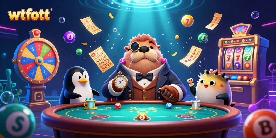 Spin your way to fortune with wtfott's dynamic underwater gambling scene featuring exciting characters.