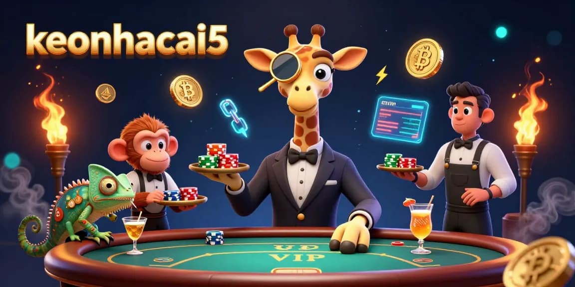 Experience the excitement of keonhacai5 with a high-roller giraffe and monkey valet at a poker table.