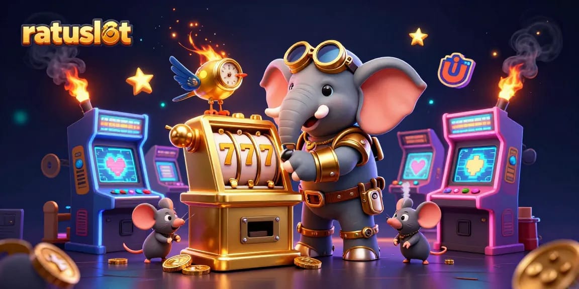 Discover ratuslot's thrilling slot machine experience with steampunk elements and vibrant gaming accessories.