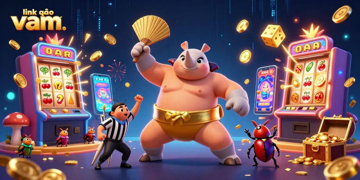 Experience the thrill of link vào vmax with vibrant casino action featuring a sumo champion beetle and a jackpot explosion.