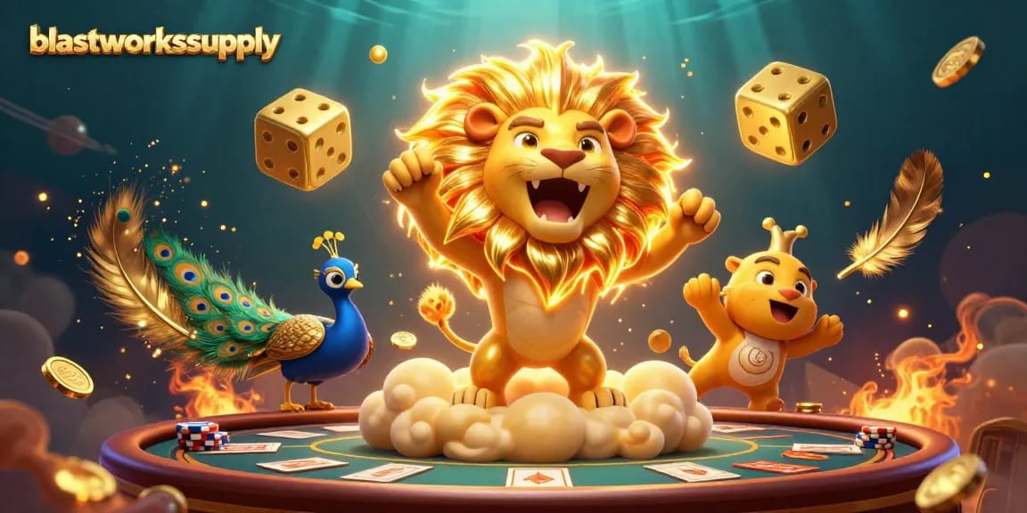 Play thrilling games with blastworkssupply in a dazzling casino atmosphere filled with golden elements.