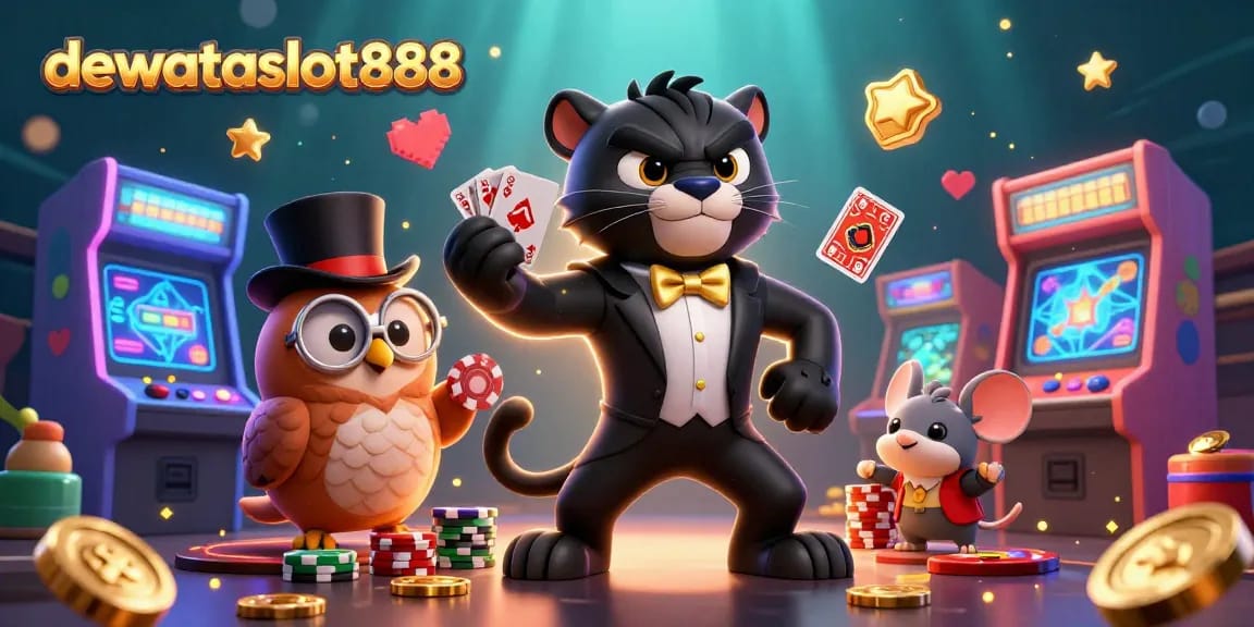 Top Up Game dengan dewataslot888 di tengah atmosfer kasino yang penuh warna dan detail menawan.