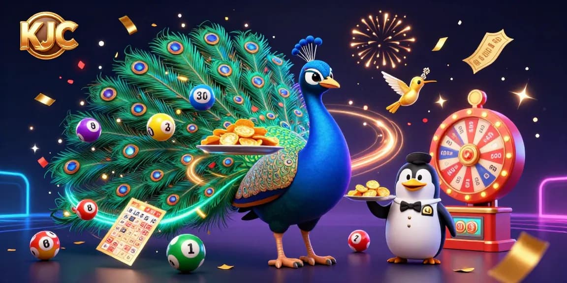 Engage with KJC's thrilling gaming experience in a vibrant casino scene featuring sparkling elements.
