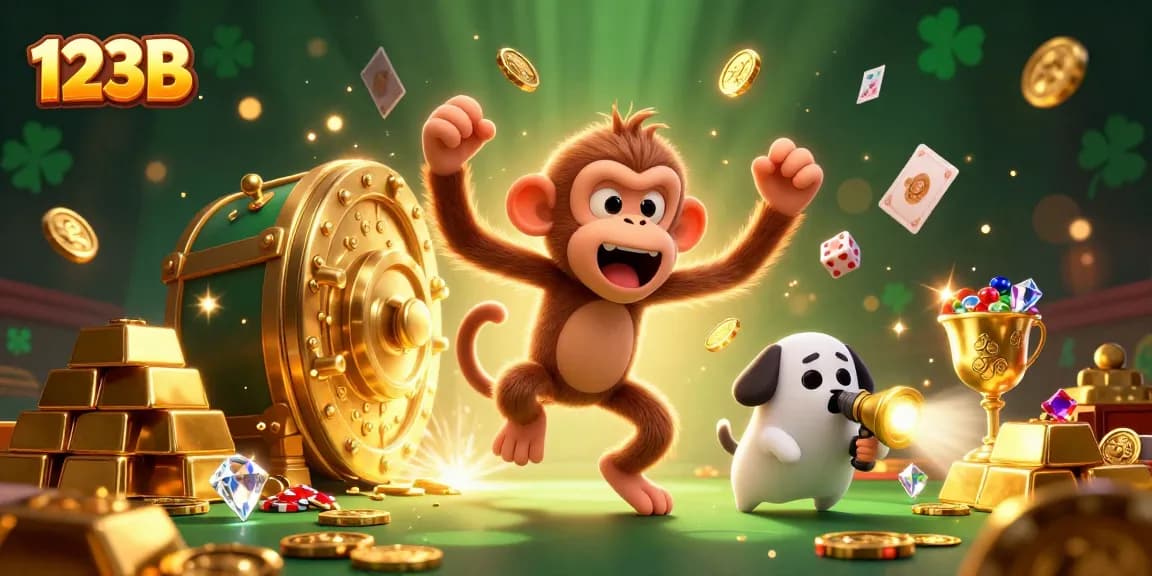Experience the excitement of 123B casino with a playful ghost and juggled treasures animated in vibrant detail.