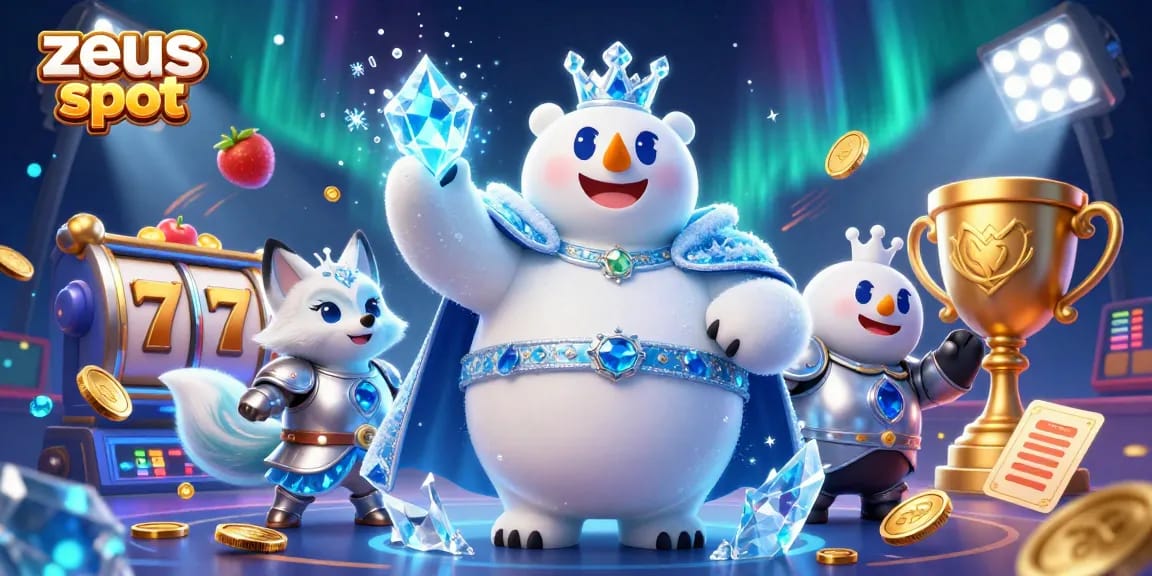 Spin the zeus slot and watch as the ice king polar bear wins big with jackpot counters and sparkling reels!