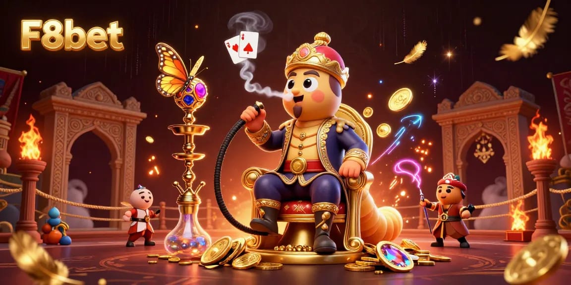 Experience the thrilling atmosphere of F8bet with vibrant scenes of high-stakes gambling.