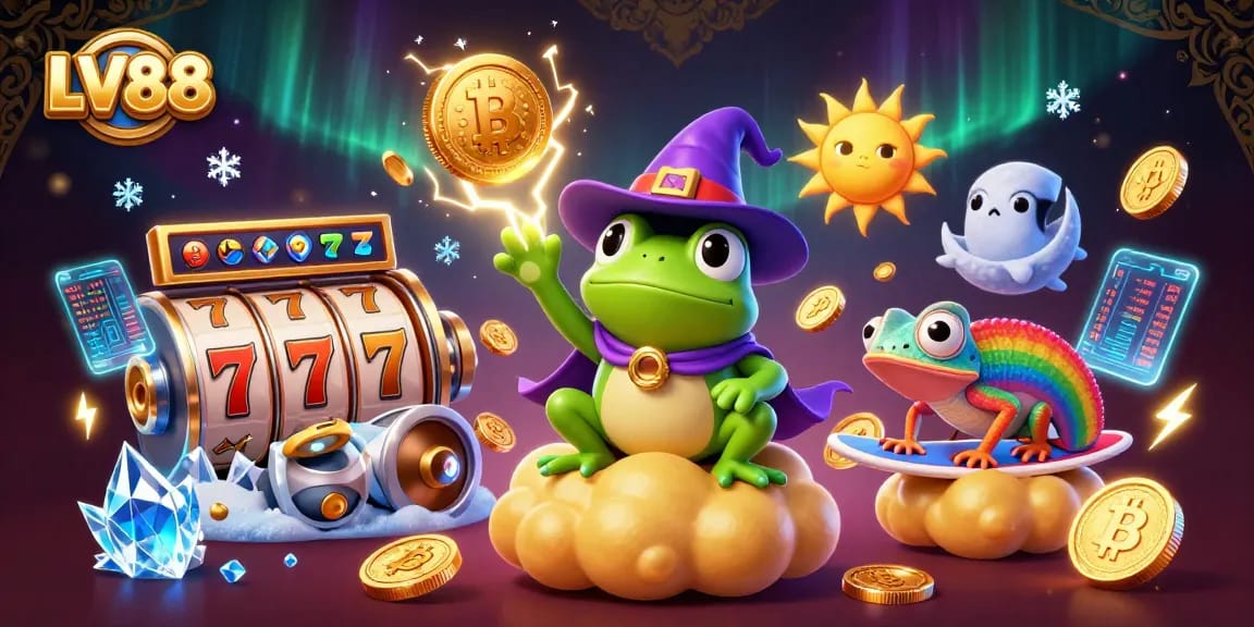 Spin to win at LV88 with a vibrant 3D illustration showcasing thrilling casino elements.
