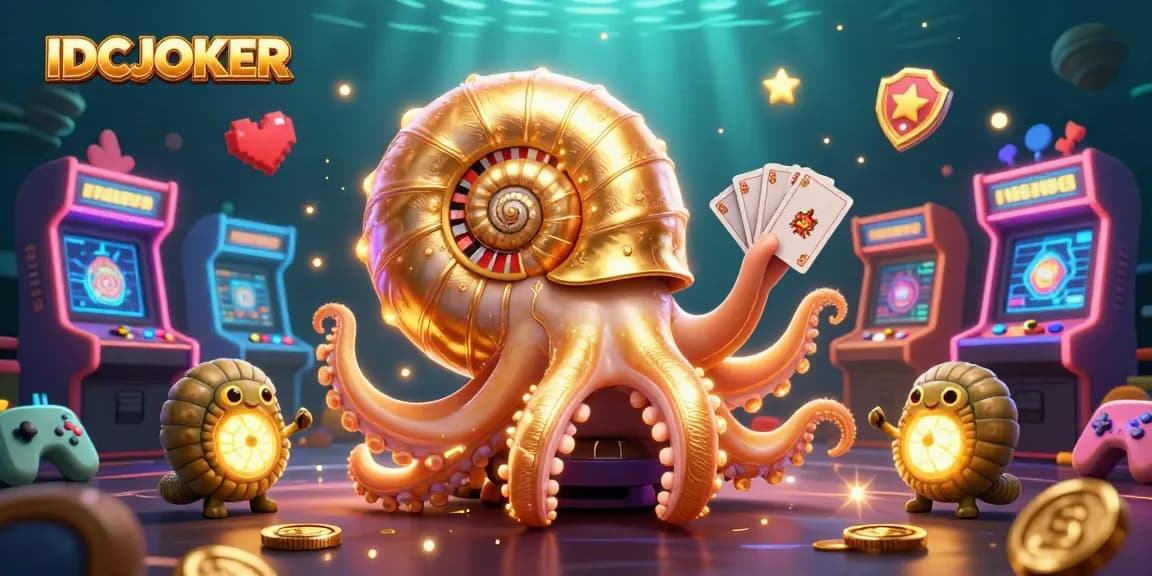 Engage with IDCJOKER's thrilling scene featuring a giant nautical roulette and glowing creatures.