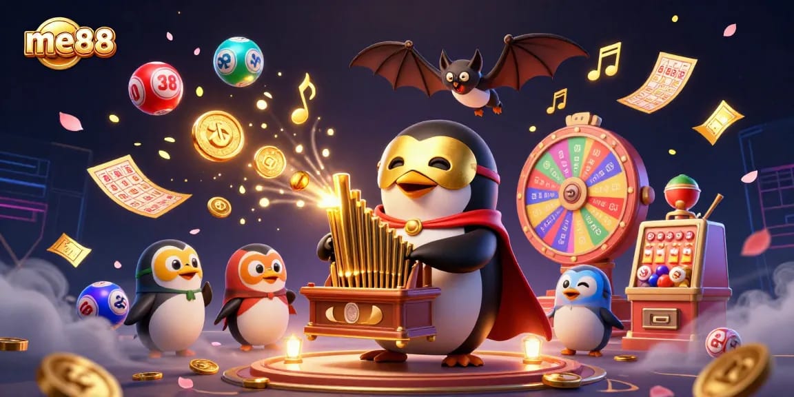 Win big at me88 with thrilling lottery and casino games in a colorful 3D illustration.