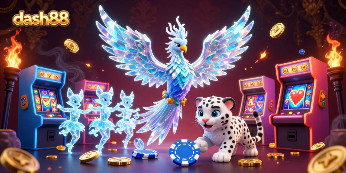 Experience thrilling gameplay with dash88 as the ice phoenix and snow leopard cub engage in an exciting casino adventure.