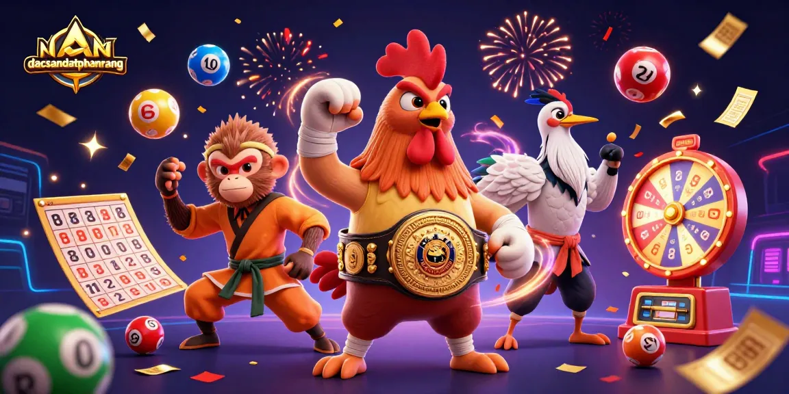 Win big with dacsandatphanrang in a colorful, dynamic lottery-themed 3D casino illustration.