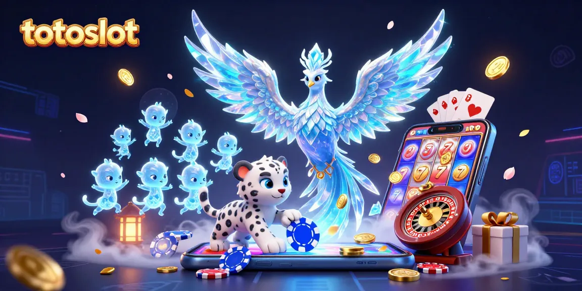 Totoslot delights players with vibrant 3D ice-themed casino adventure featuring an ice phoenix and slot game elements.