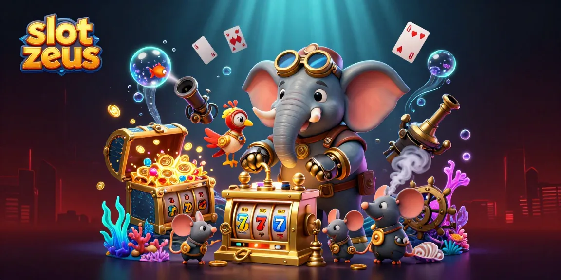 Slot Zeus memperlihatkan mesin slot emas dari gajah steampunk yang beraksi.