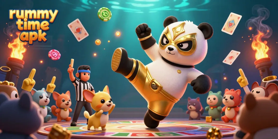 Engage in thrilling online gameplay with the rummy time apk showcased in a vibrant game scene featuring animated characters.